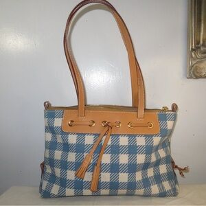 Dooney & Bourke Blue and Cream Checkered Shoulder Bag